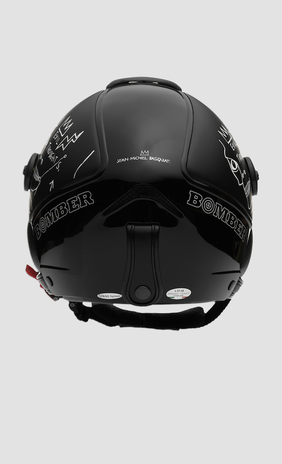 bomber art motorcycle helmet Bomber Ski Basquiat Evil Thoughts White Helmet - Black